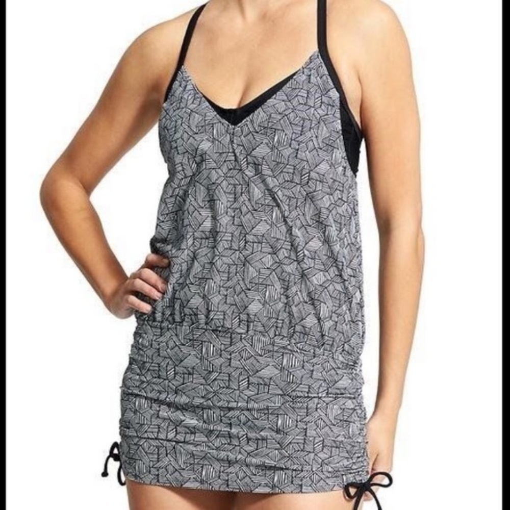 Athleta Laguna Side Scrunch Tankini Top Black